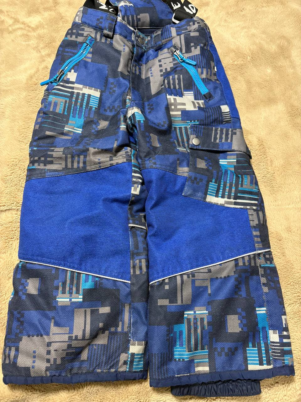 Kids' Blue Patterned Snow Pants