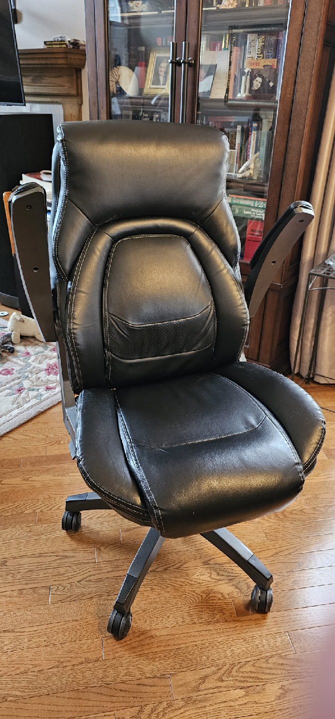 Black Leather Office Chair. GUC. $60. - photo 2