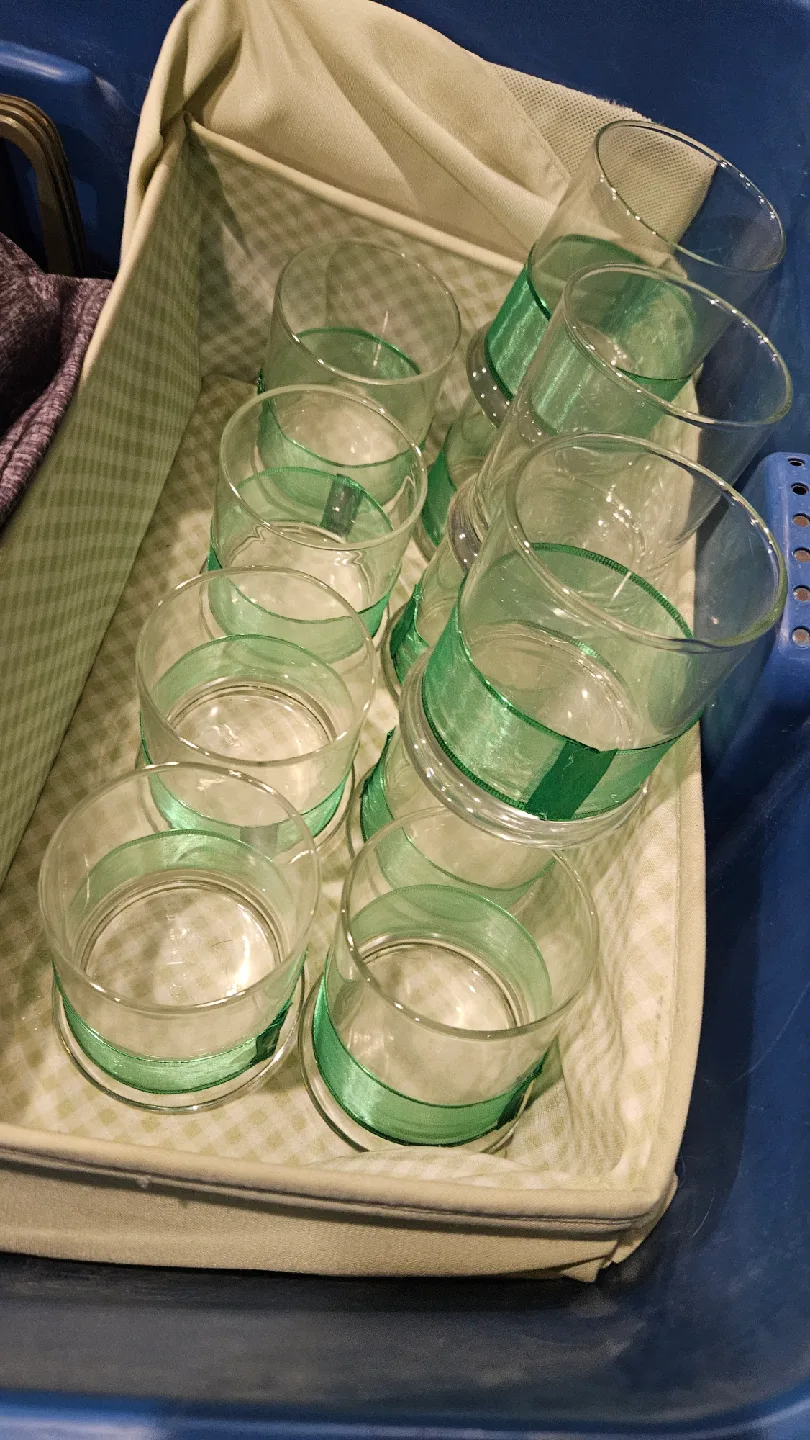 Green Ribboned Glass Candle Holders thumbnail