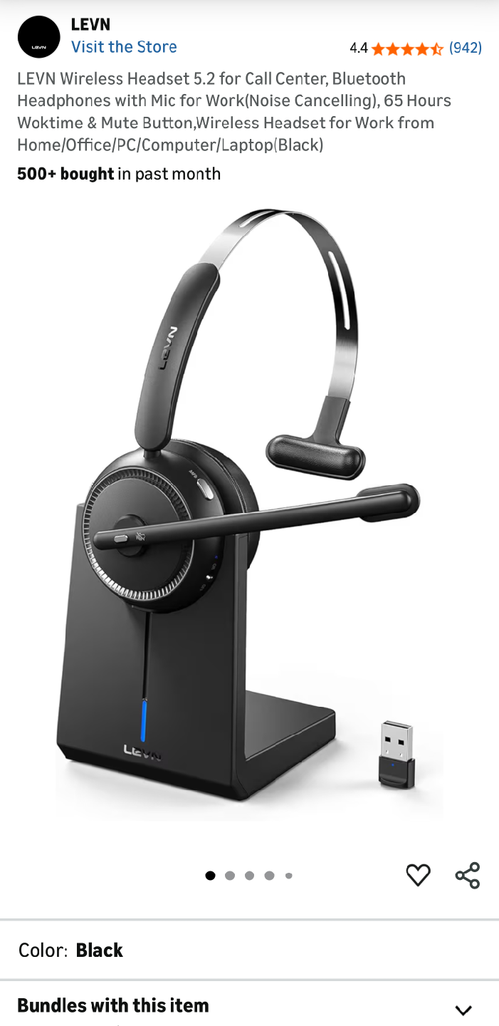 LEVN Wireless Headset 5.2, Black