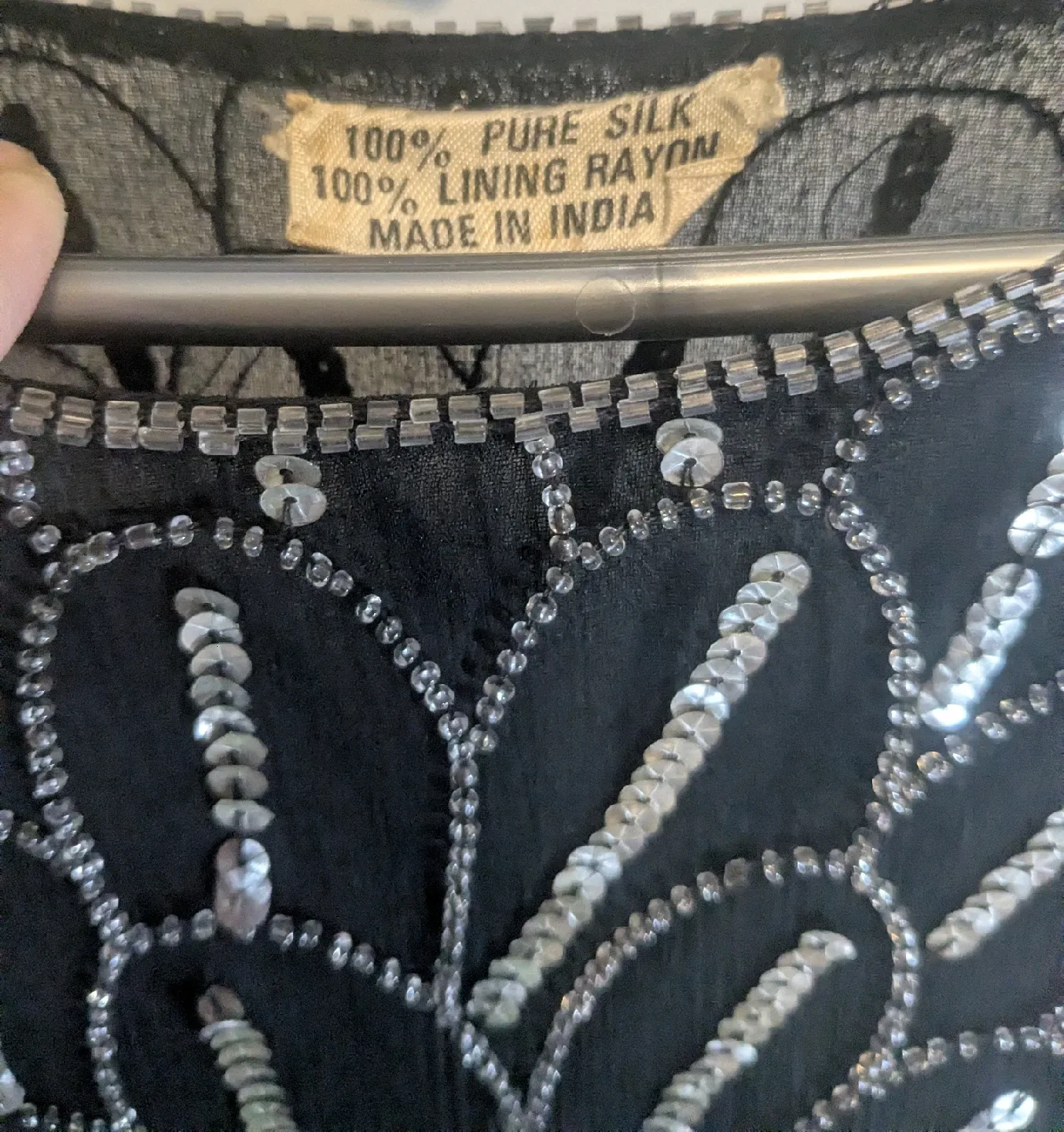 Vintage Beaded Dress - Pure Silk, Rayon Lining image indicator(4)