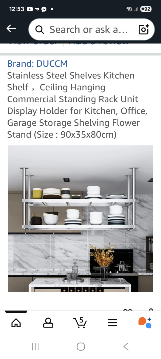 Free - Stainless Steel Kitchen Shelf 90x35x80cm