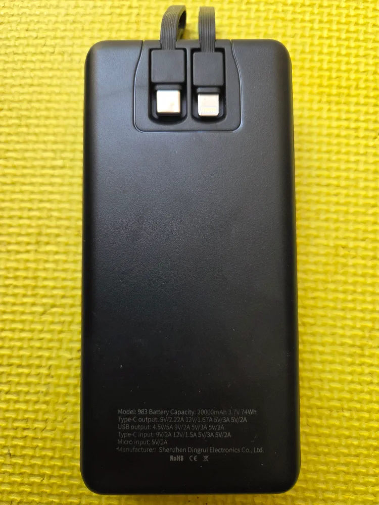 New 983 Black 20000mAh Power Bank image indicator(2)