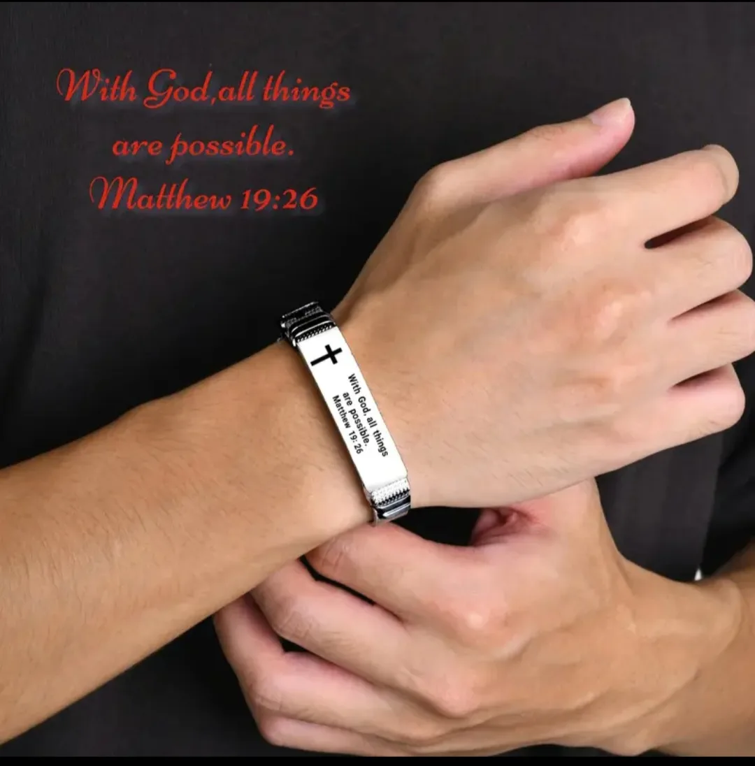 Engraved Religious Bracelet - Matthew 19:26 image indicator(4)