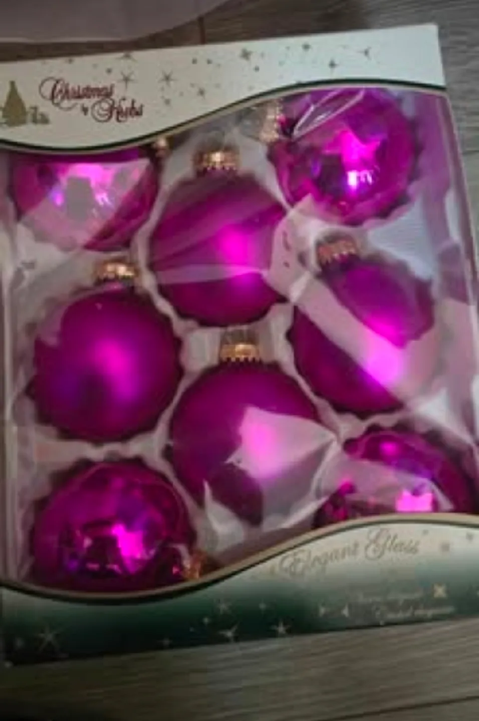 Holiday Time 12 Glass Ornaments - Pink/Purple image indicator(3)