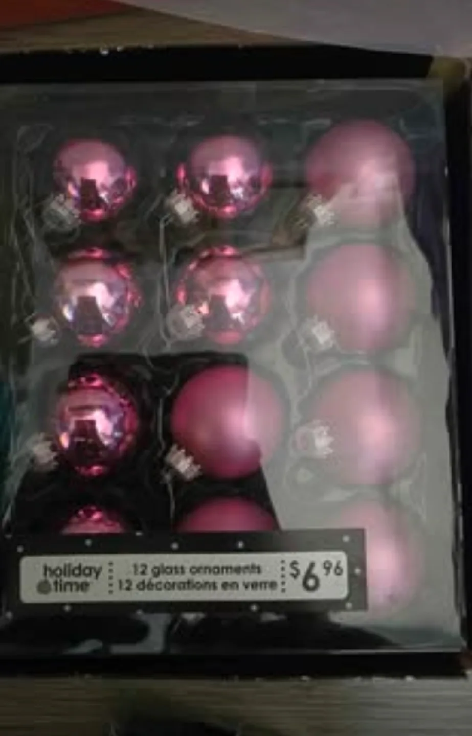 Holiday Time 12 Glass Ornaments - Pink/Purple image indicator(4)