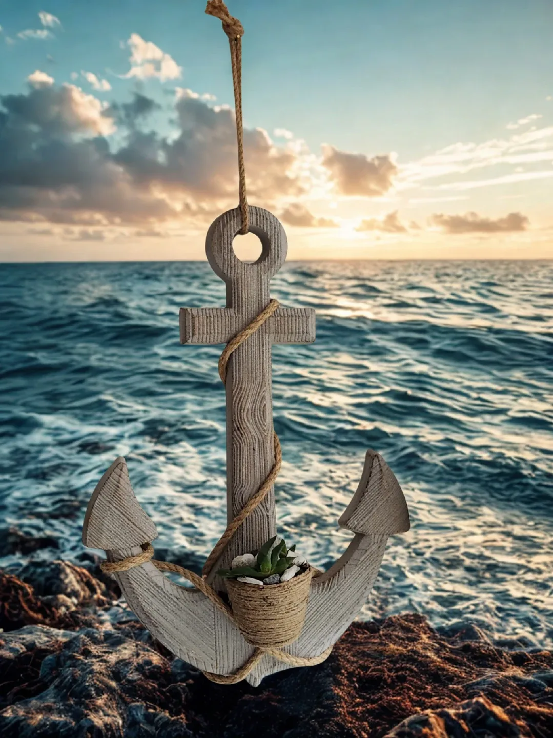 Decorative Anchor with Succulent Planter thumbnail