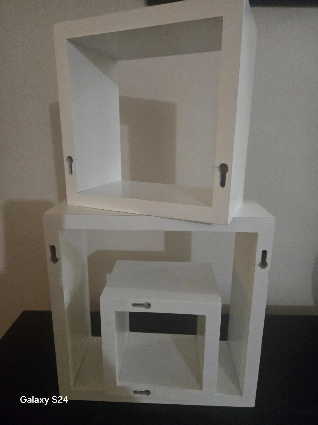 White Floating Cube Shelves - Set of 3 - photo 3