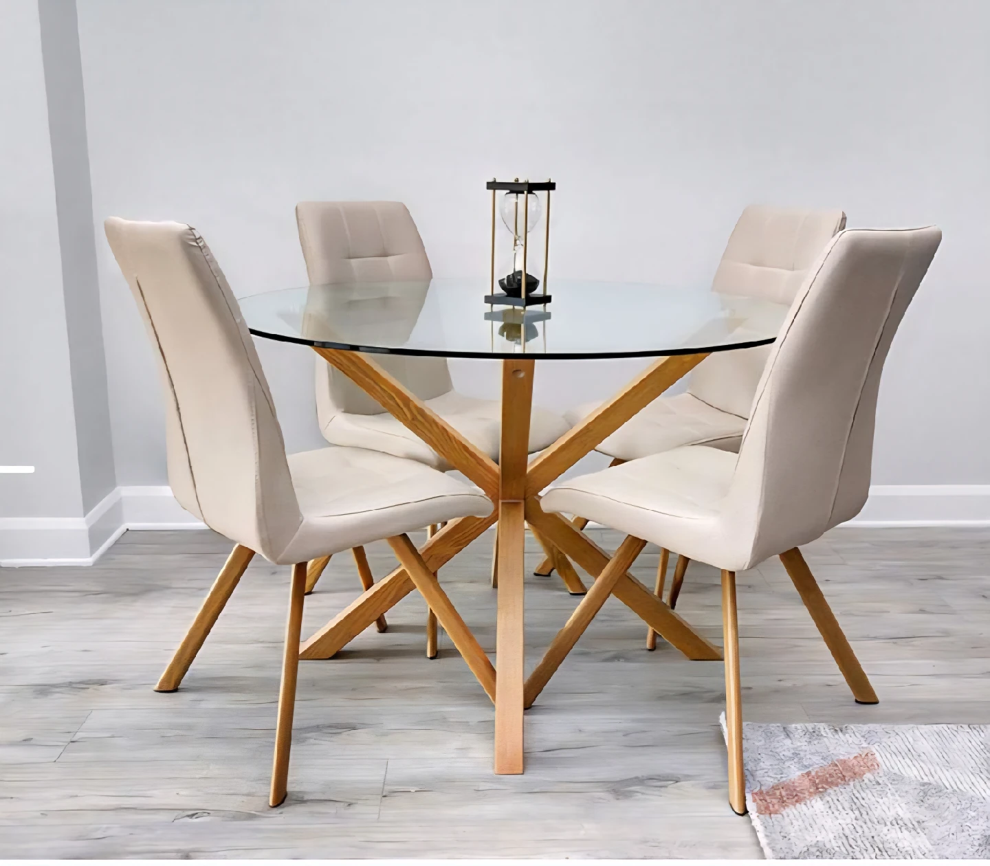 Glass Round Dining Table with 4 Chairs