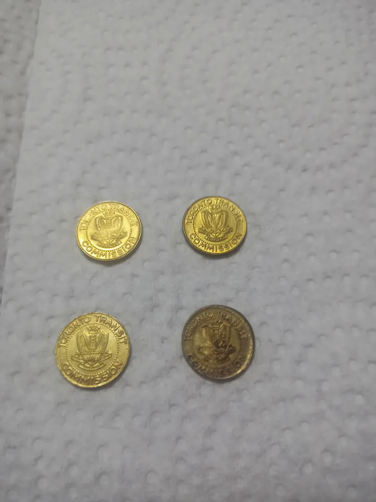 Rare Vintage TTC Brass 1966 - 1968 Tokens - 4 Tokens thumbnail