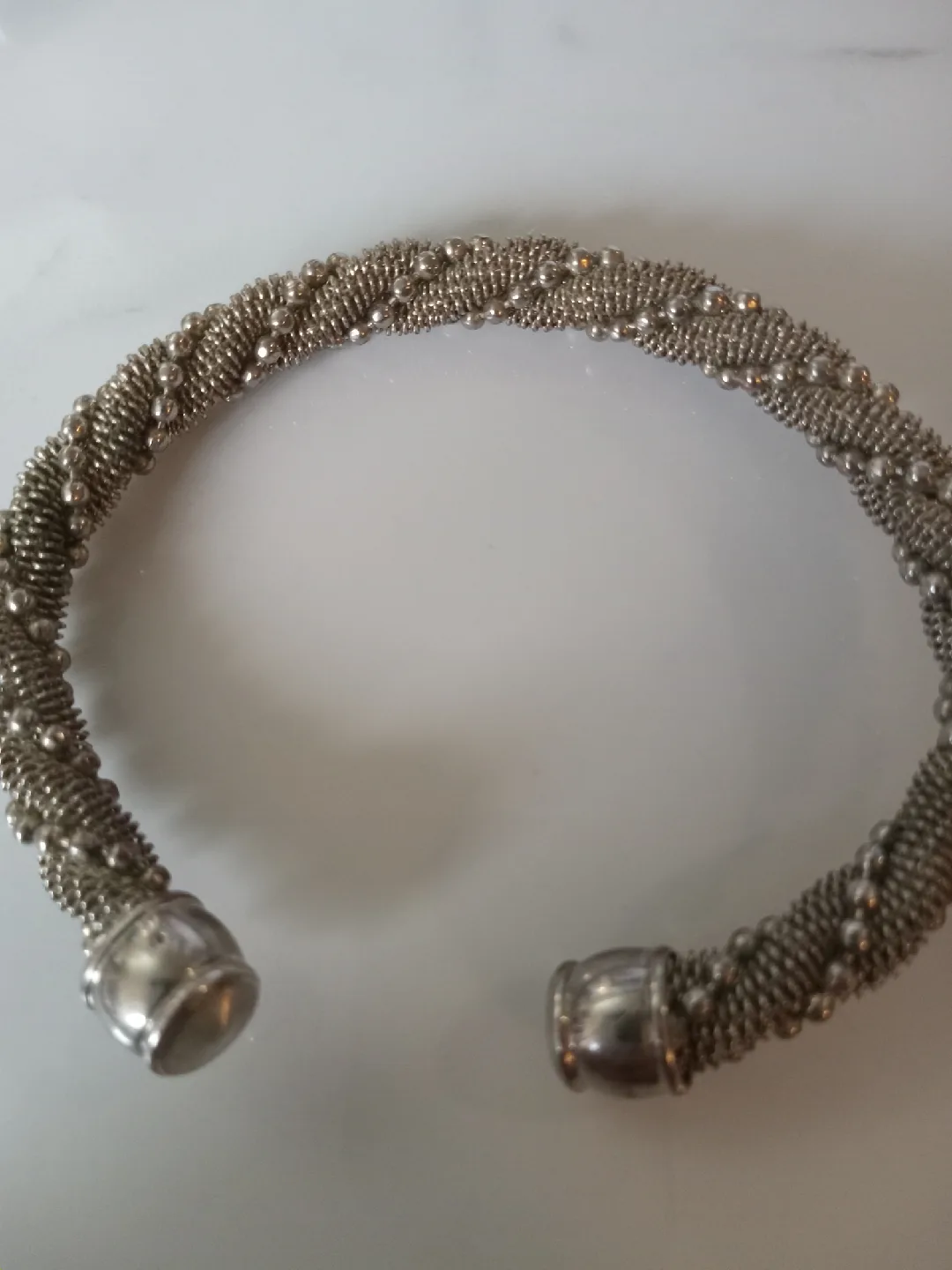 Silver Tone Twisted Bangle Bracelet thumbnail