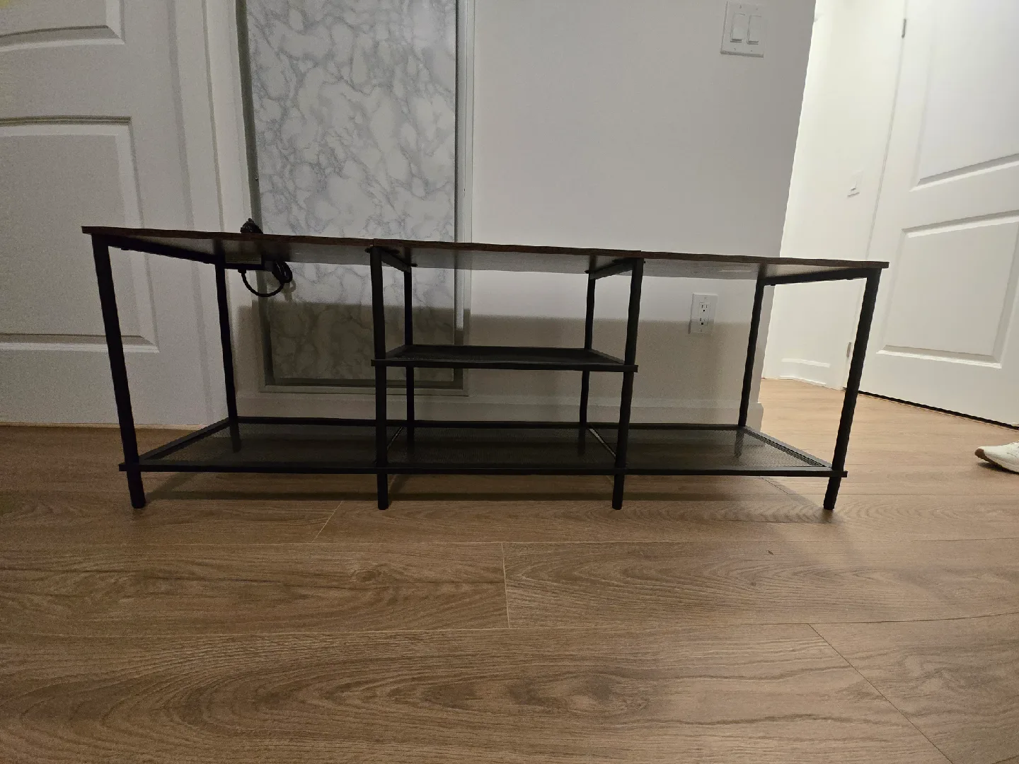 Rustic Brown TV Stand with Power Outlets image indicator(4)