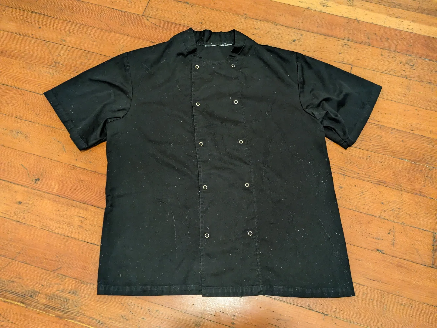 Black Snap Button Chef Coat sz Lg thumbnail