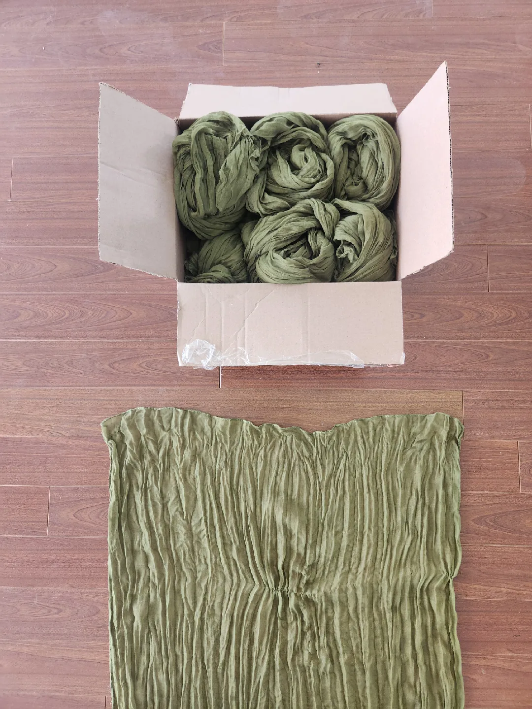 Olive Green Crinkle Gauze Fabric - Set of 12