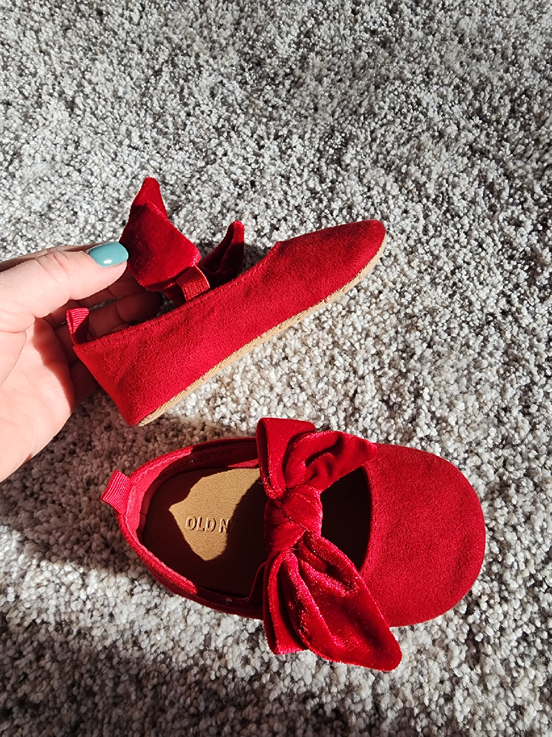 Never Worn - Old Navy Red Velvet Baby Shoes (18-24M) - photo 2