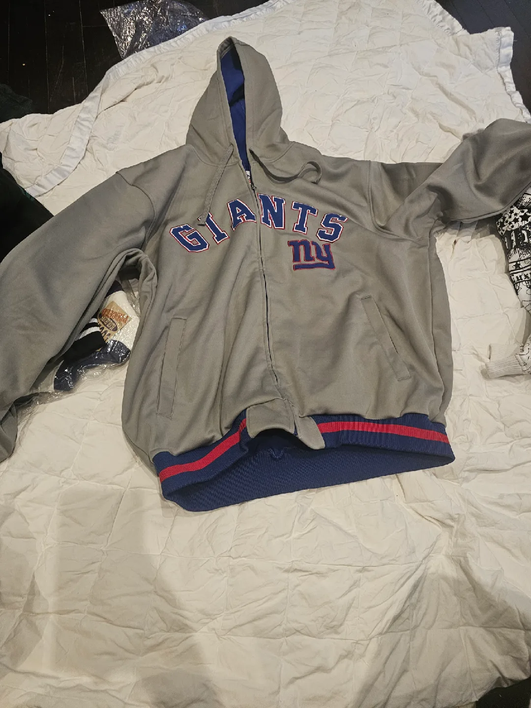 New York Giants Full Zip Hoodie, Grey thumbnail