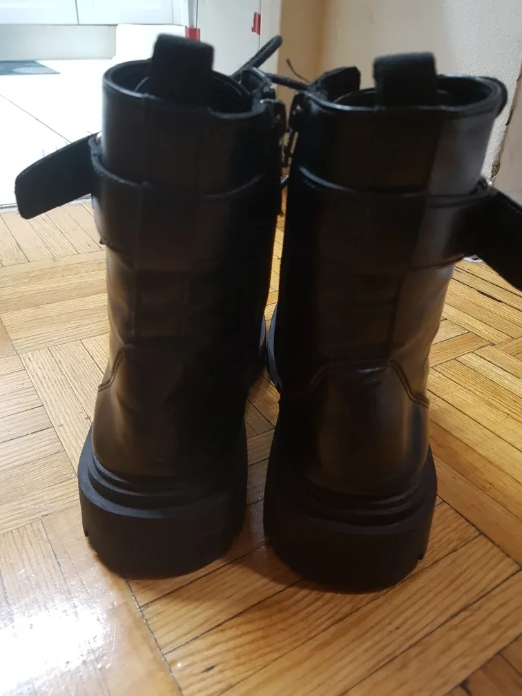 Zara Black Ankle Boots, Size 38 image indicator(3)