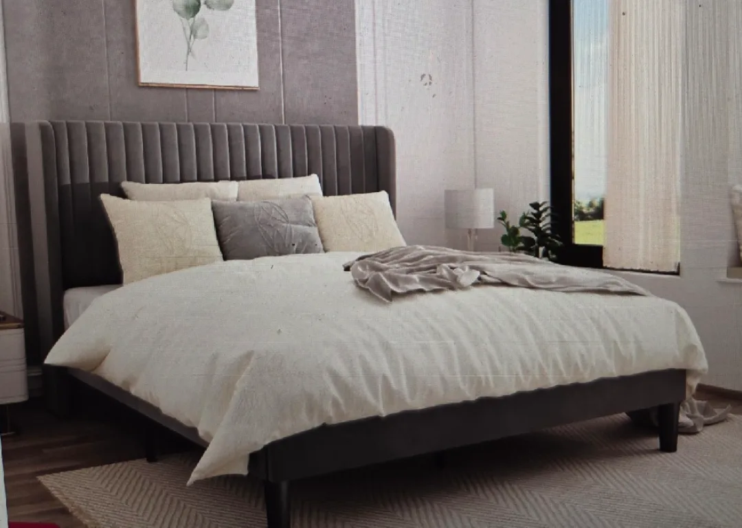 QUICK SALE: Upholstered Platform Wingback  Bed Frame image indicator(2)