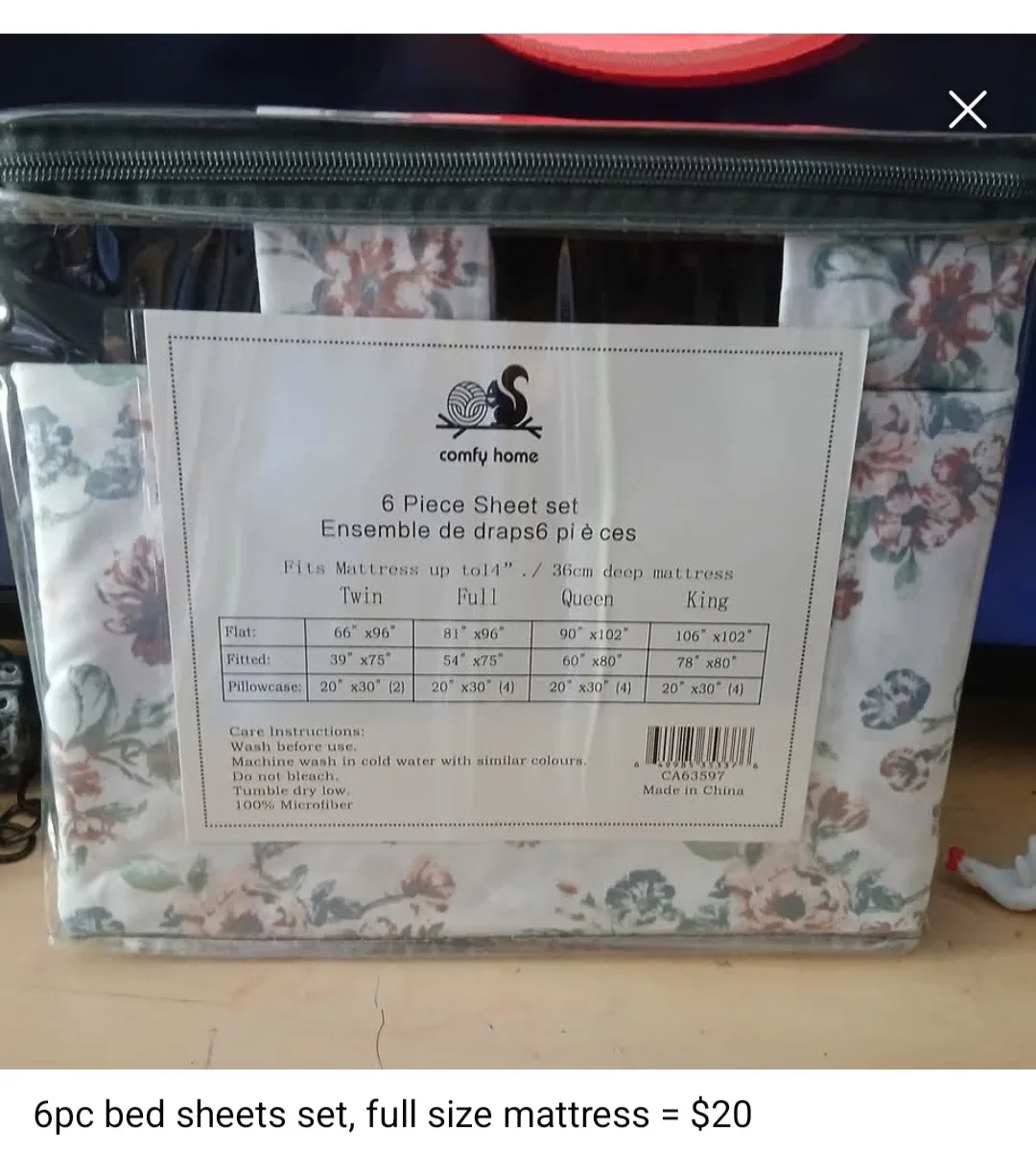 Comfy Home 6-Piece Full Size Sheet Set thumbnail