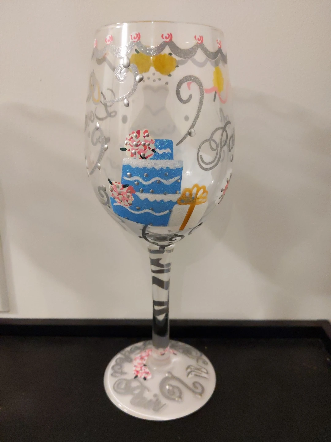 "LOLITA" LOVE MY WINE WEDDING "BRIDE & GROOM" 15 OZ WINE GLASSES - photo 4