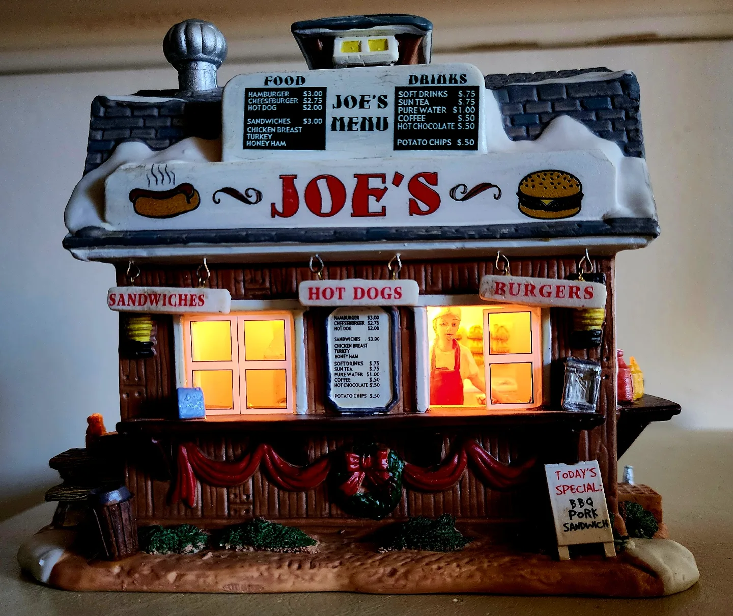 Joe's Menu Christmas Village Lighted Building thumbnail