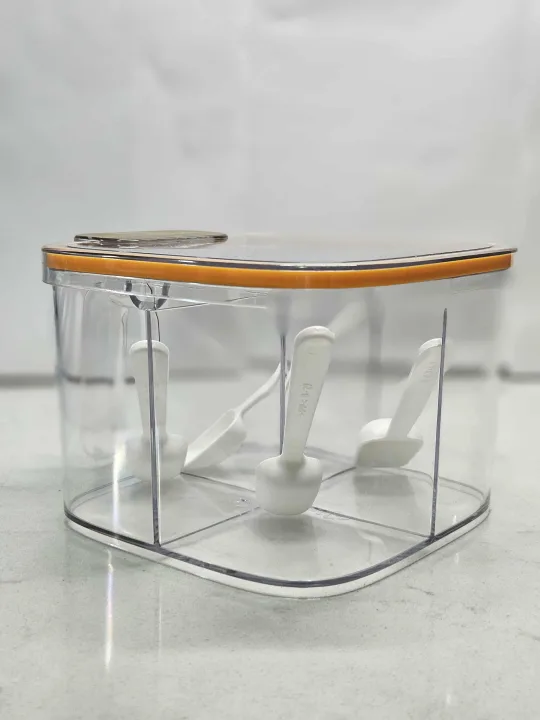 SCRATCHED FROM SHIPMENT Clear Seasoning Box with Spoons image indicator(7)