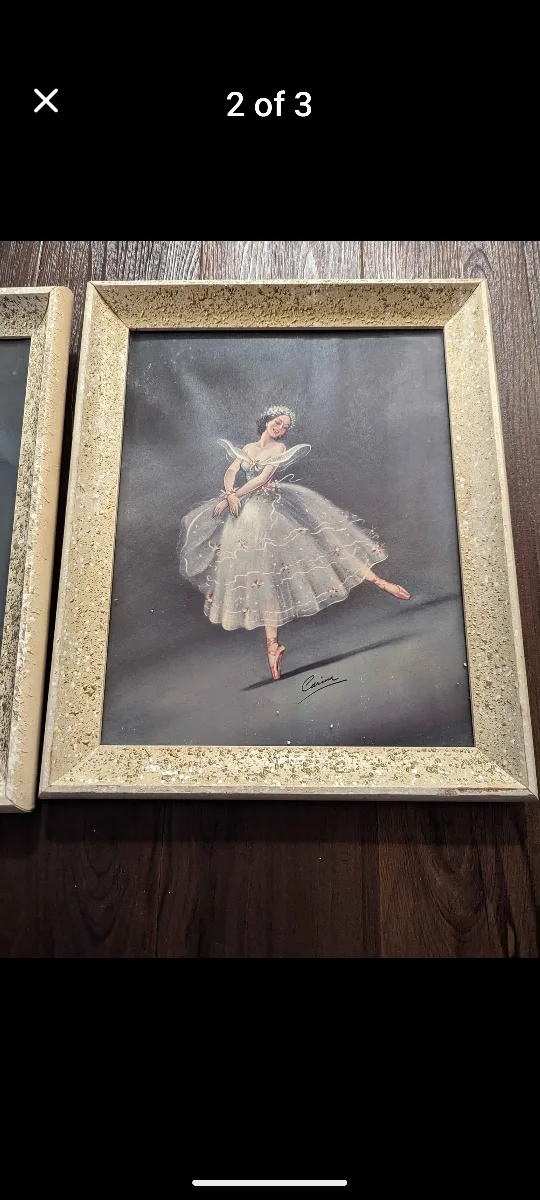 Vintage Carina Framed Ballerina Prints - Set of 2 image indicator(2)
