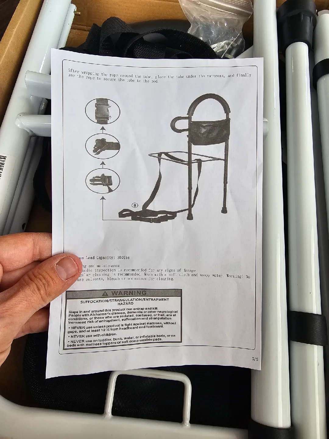 Bed Rail Bed Assist bar with Storage Pocket, Dual Handle Grab... image indicator(9)