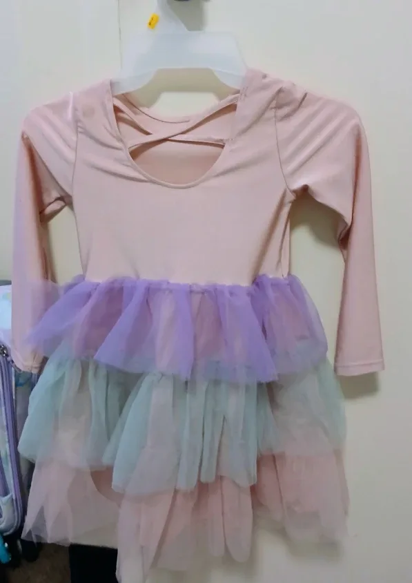 Girls' Long Sleeve Dress with Tutu Skirt