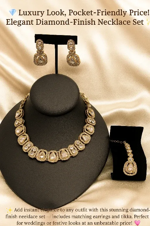 💎 Pocket-Friendly Price! Elegant Diamond-Look Finish Necklace ✨