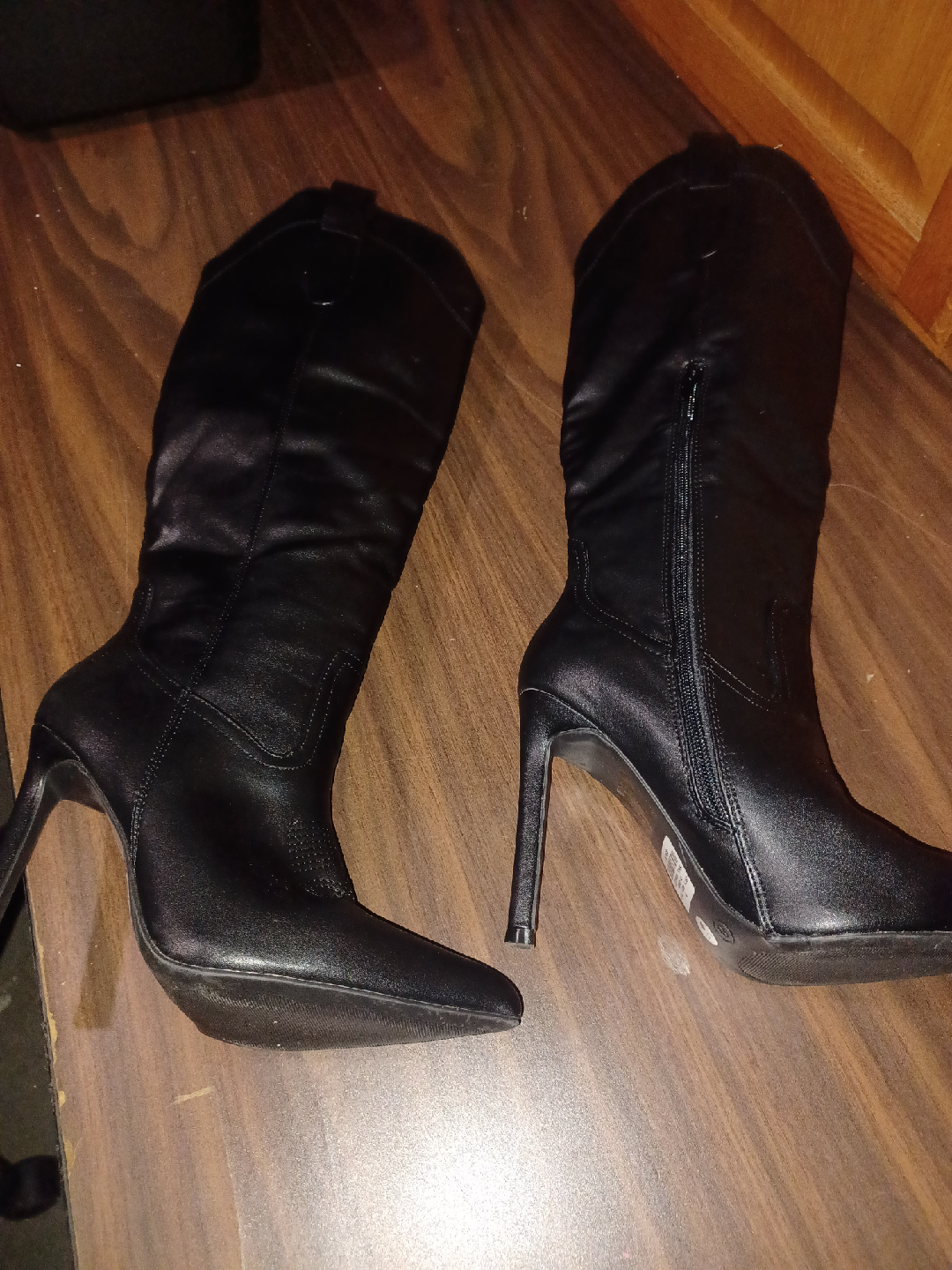 Black Knee High Heel Boots - Size 8 - photo 2