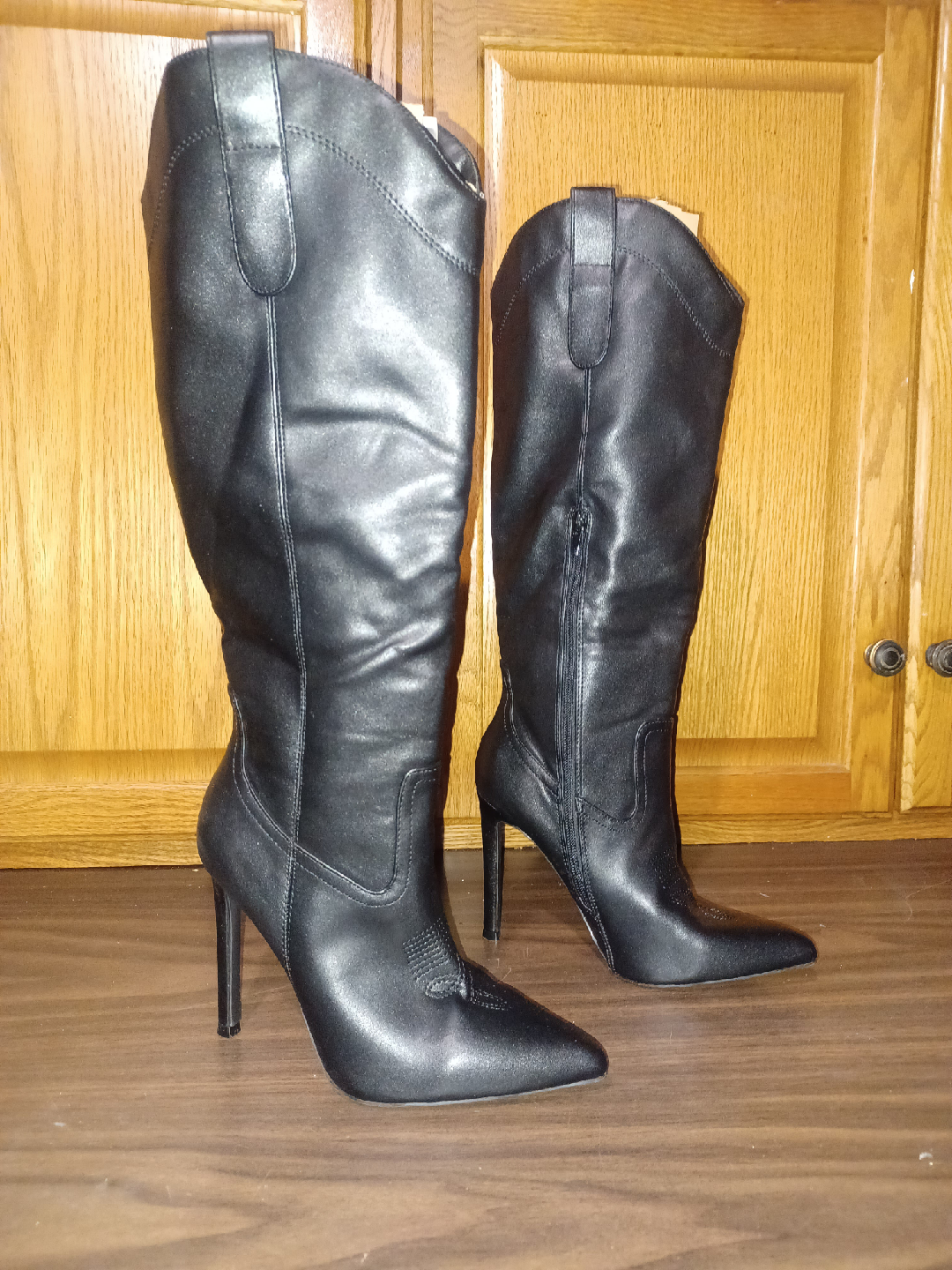 Black Knee High Heel Boots - Size 8 - photo 3