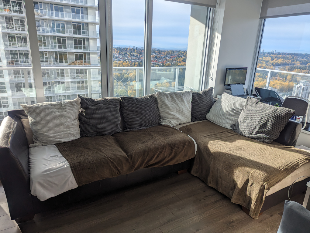 Sectional L-Shaped Couch - Brown & Beige - photo 2