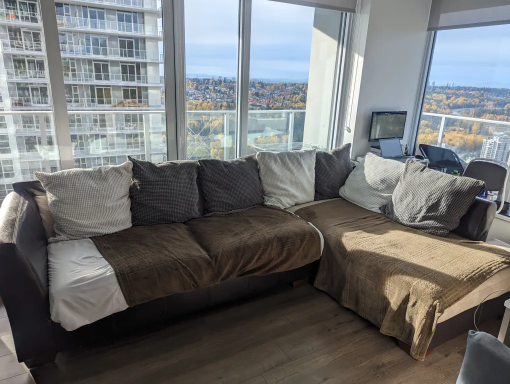 Sectional L-Shaped Couch - Brown & Beige image indicator(2)