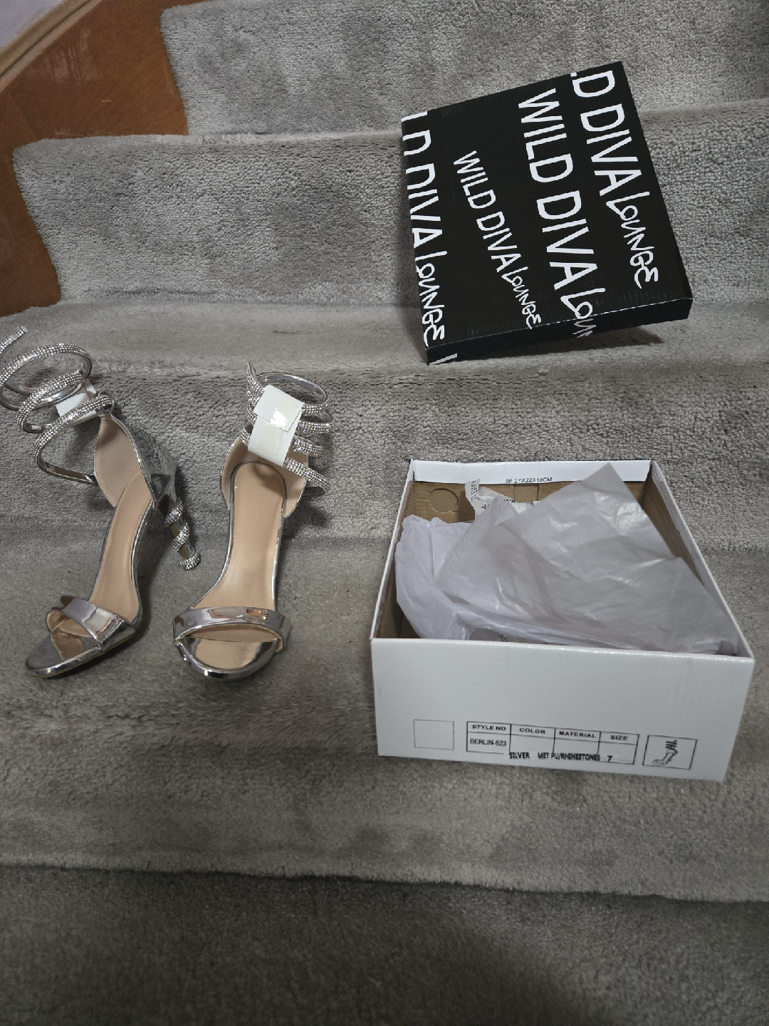 Wild Diva Lounge Berlin-529 Silver Rhinestone Heels - Size 7