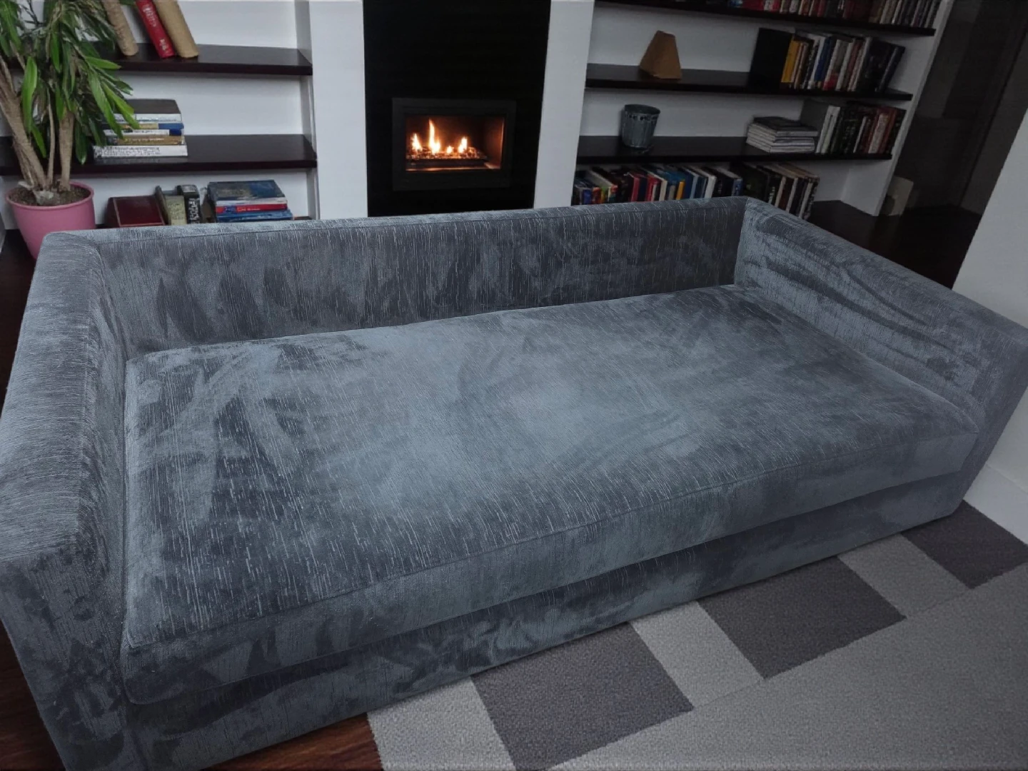 Grey Velvet Sofa Couch - photo 2