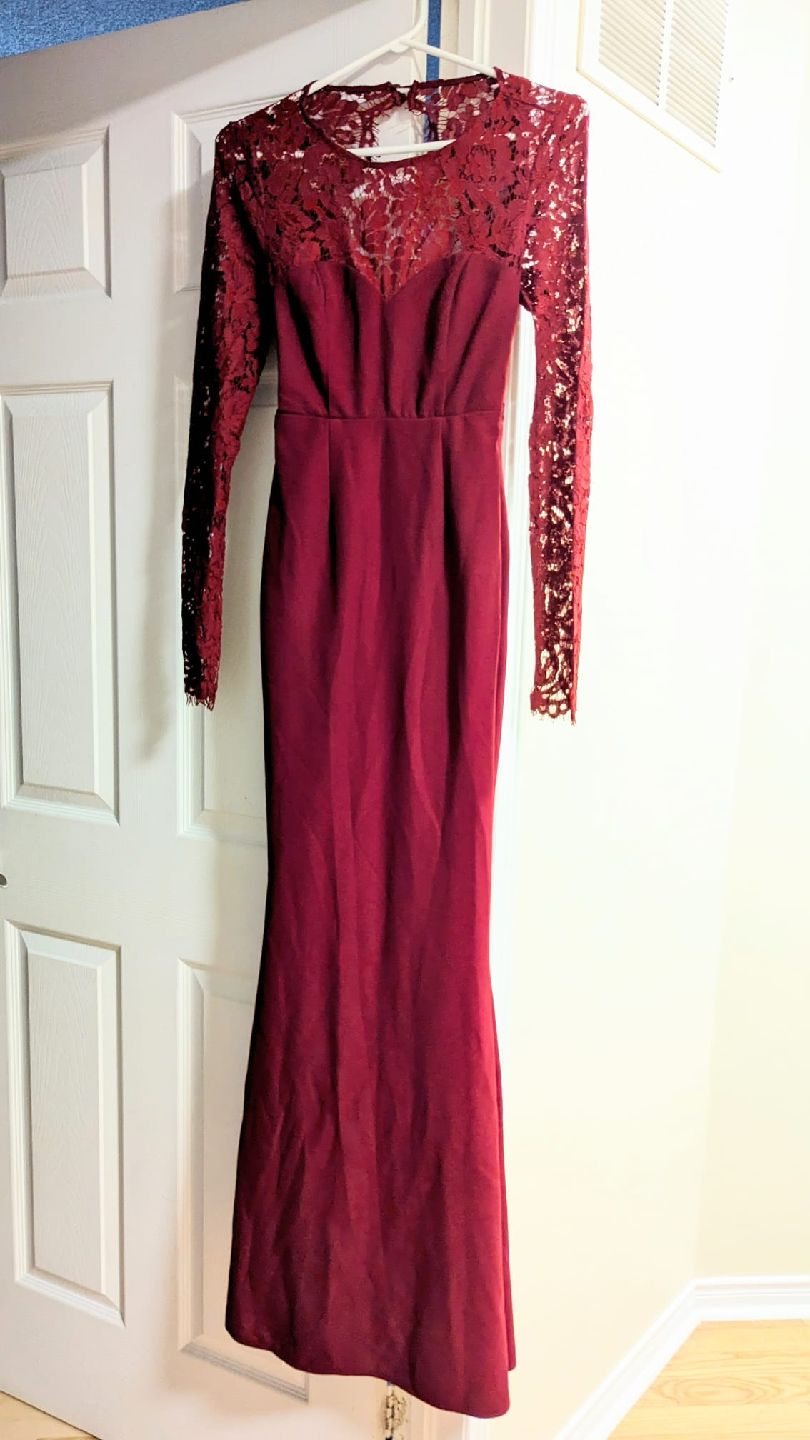 Lace Maxi Dress - Burgundy & Blue - photo 2