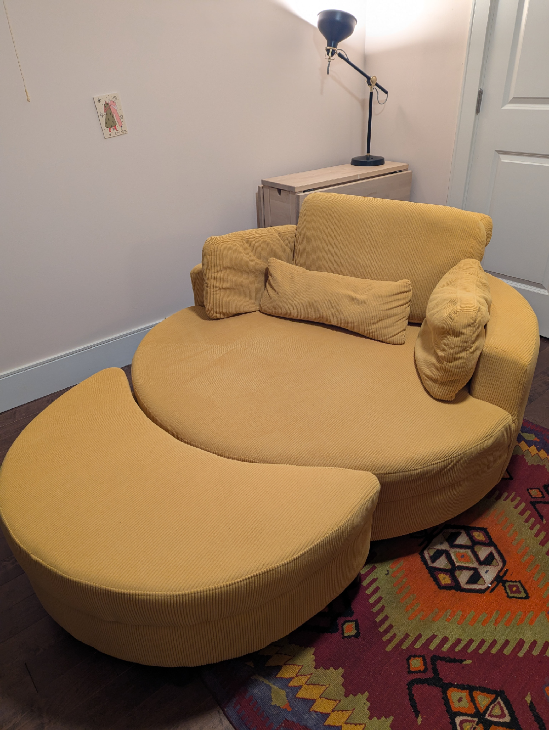 Barrel reading  chair with storage ottoman