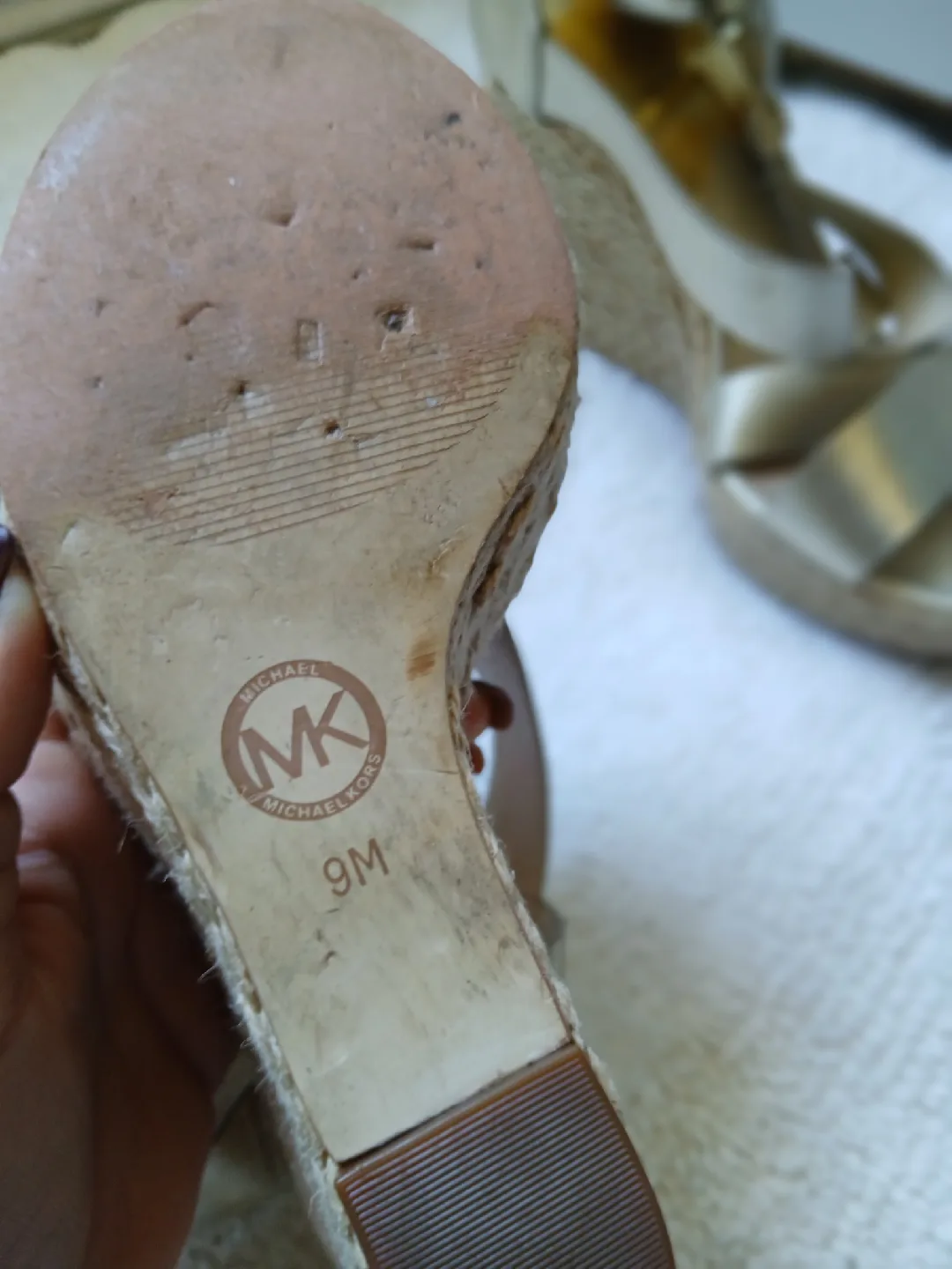 Michael Kors Gold Wedge Sandals - Size 9M image indicator(4)
