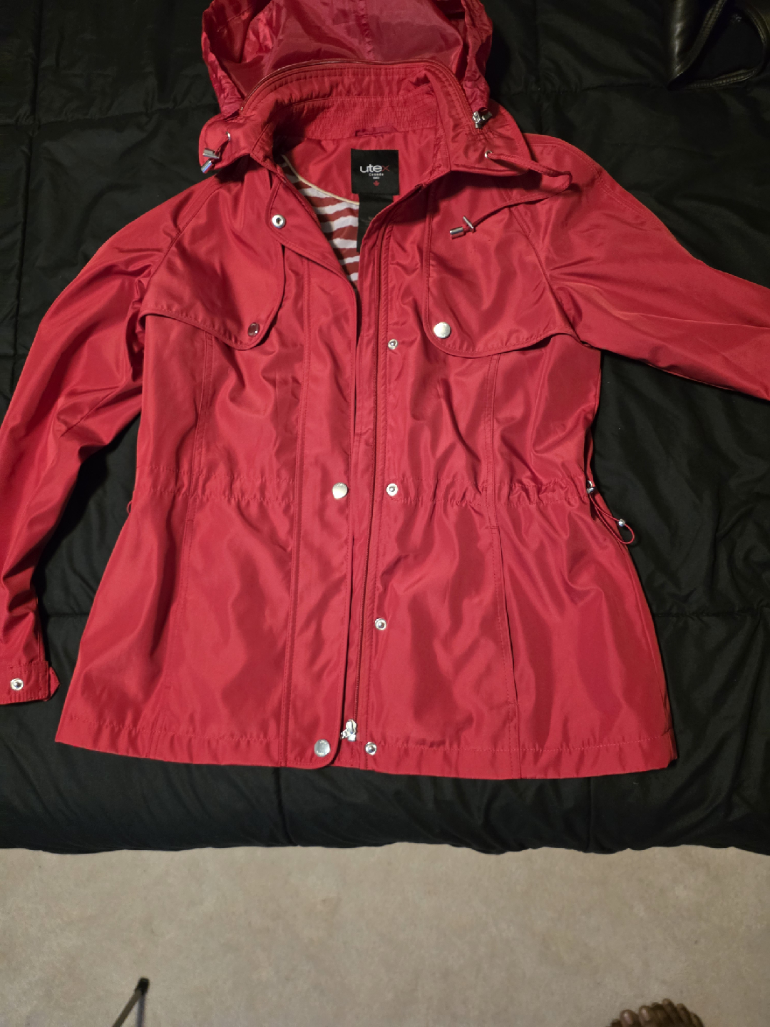 Utex Canada Red Hooded Rain Jacket