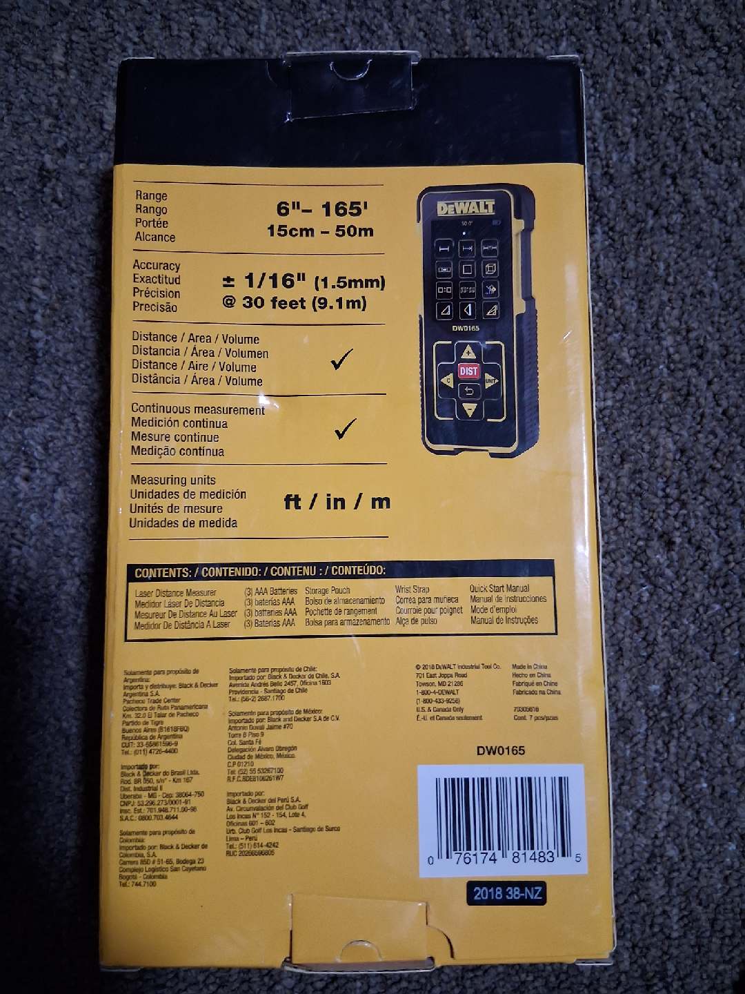 DeWalt DW0165 Laser Distance Measurer - 165ft Range - photo 2