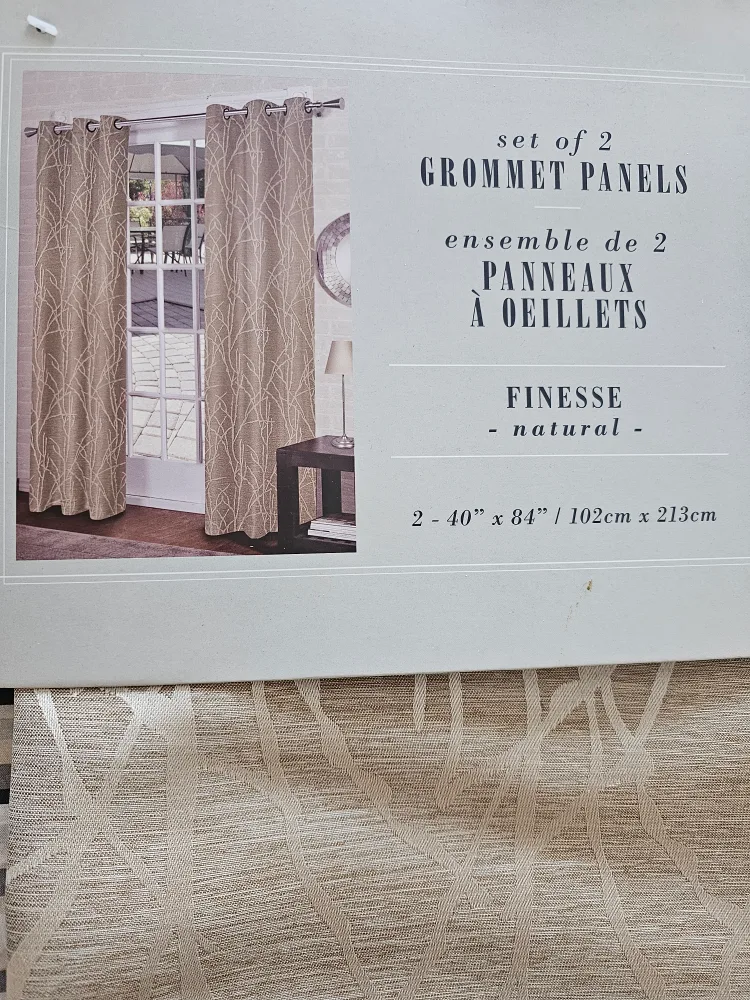 BRAND NEW Set of 2 CURTAINS Grommet Panels - Natural image indicator(4)