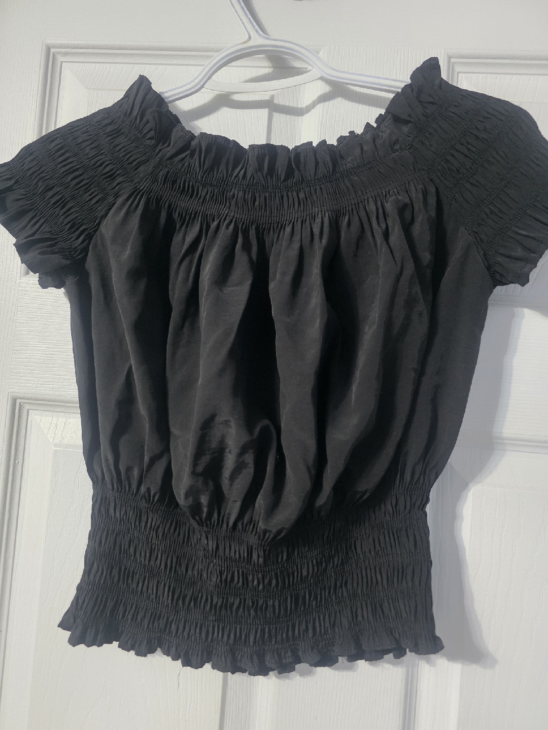 SALTS Black Smocked Off-Shoulder Top - photo 3