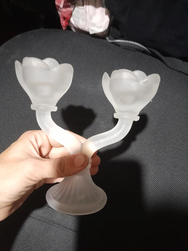 Vintage Frosted Glass Tulip Candlestick Holder thumbnail