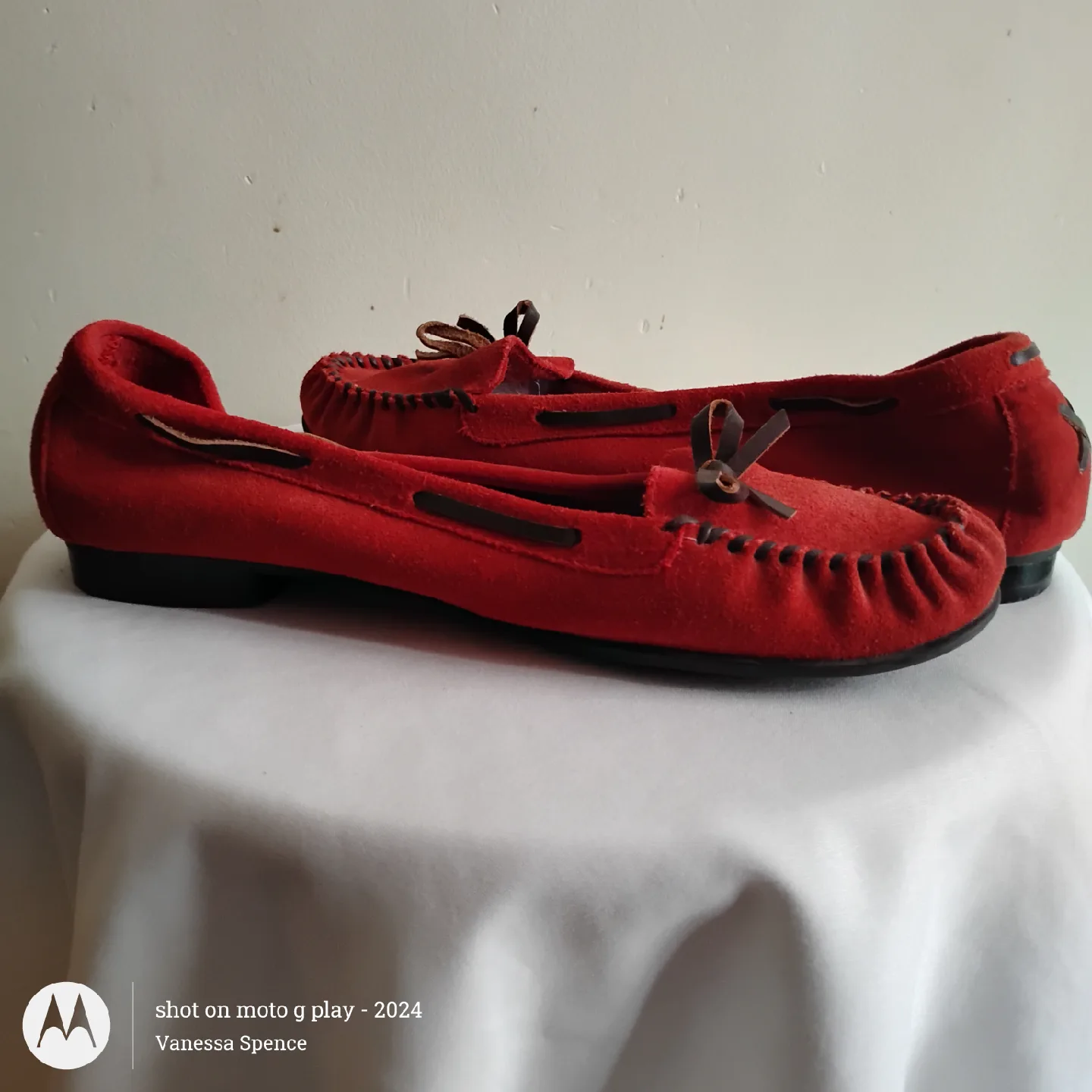 Red Suede Moccasin Loafers image indicator(2)