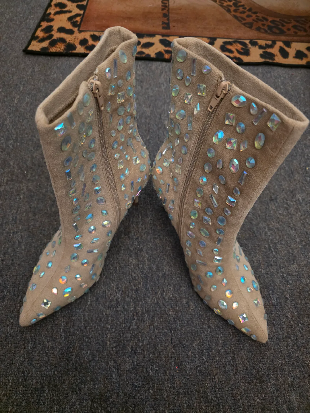 Rhinestone Embellished Ankle Boots thumbnail