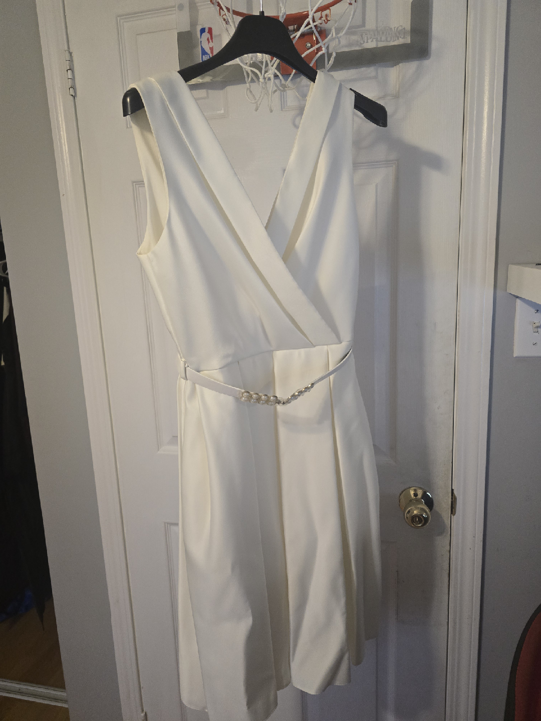New turkish white Dress with Pearl Belt