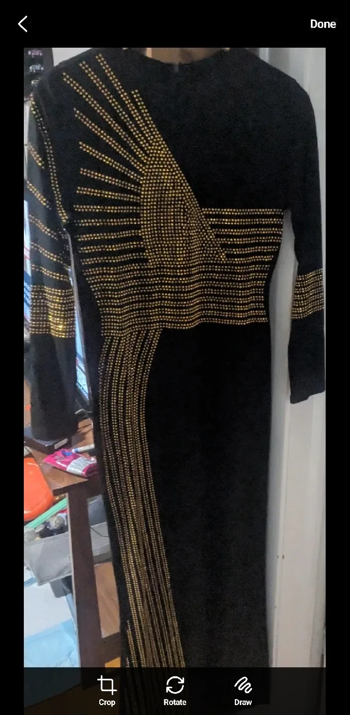 Black Long Sleeve Dress with Gold Embellishments image indicator(4)