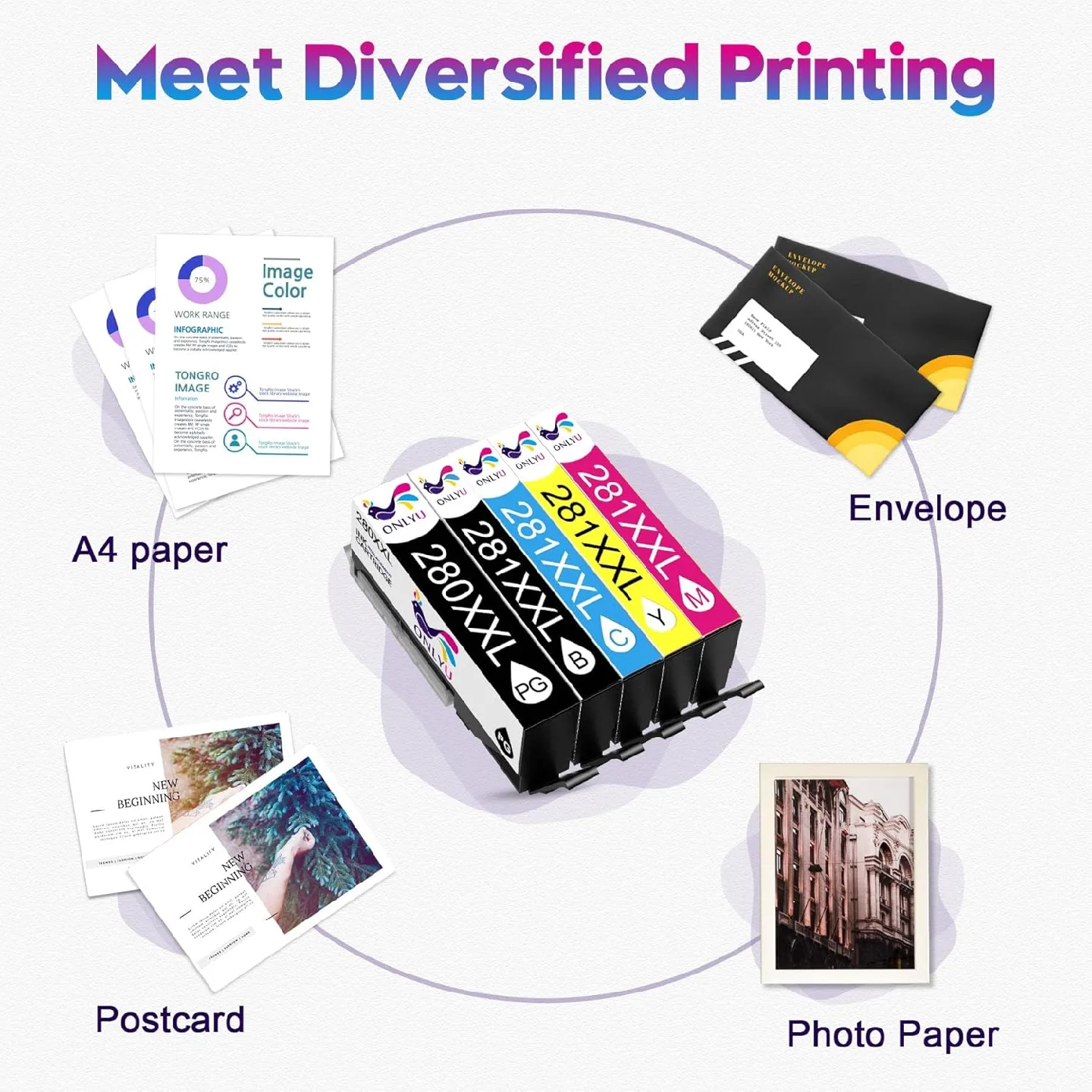 ONLYU Replacement Ink Cartridge for Canon image indicator(5)