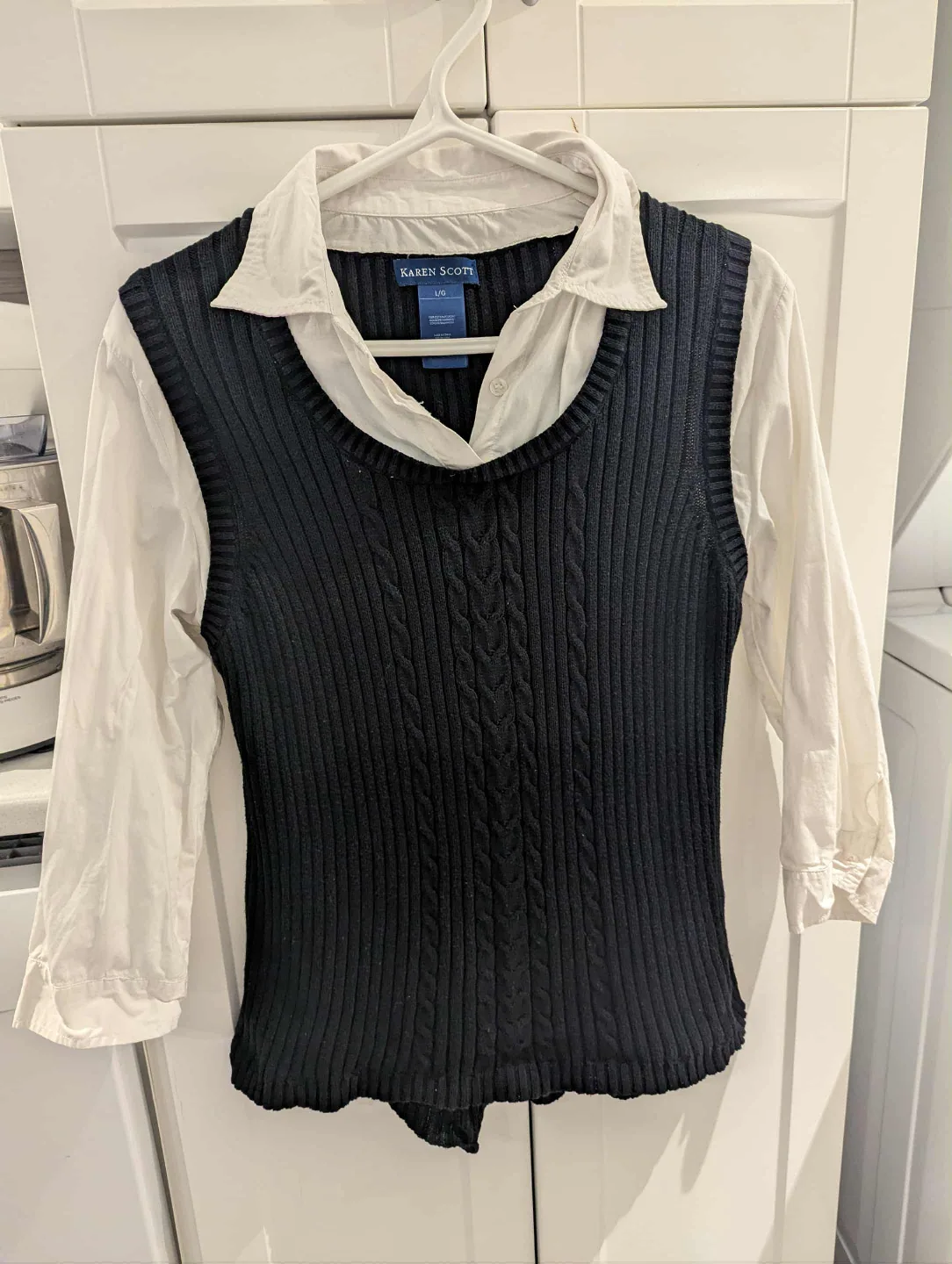 Karen Scott Sweater Vest with Shirt - Size L thumbnail